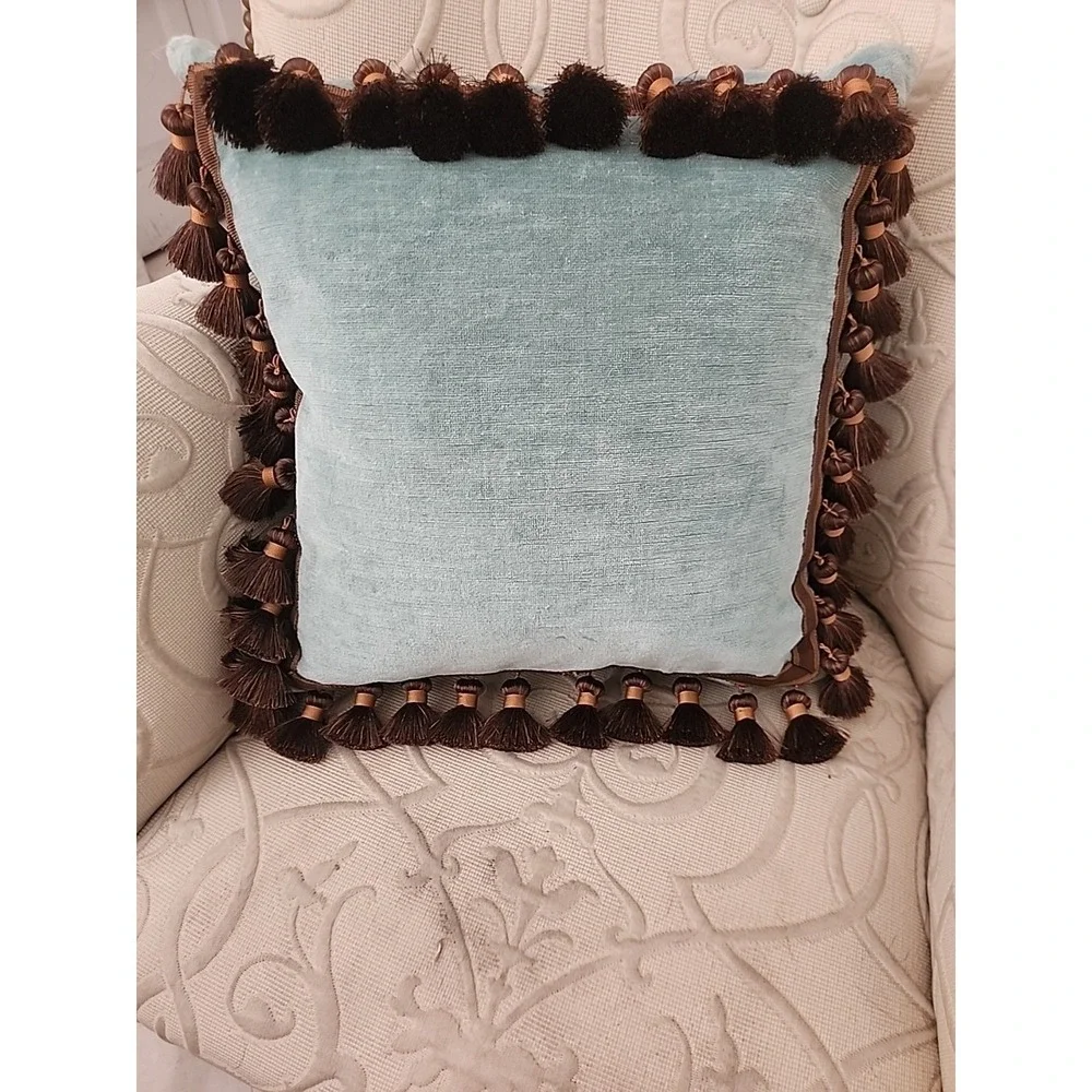Teal Velvet Throw Pillow 16